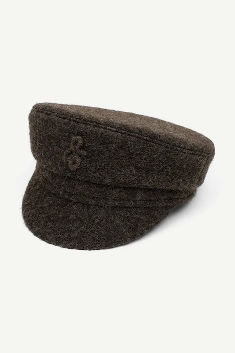 RUSLAN BAGINSKIY Kaszkiet damski z wełną Wool-blend Cap brązowy NBC09-WP-PFRB