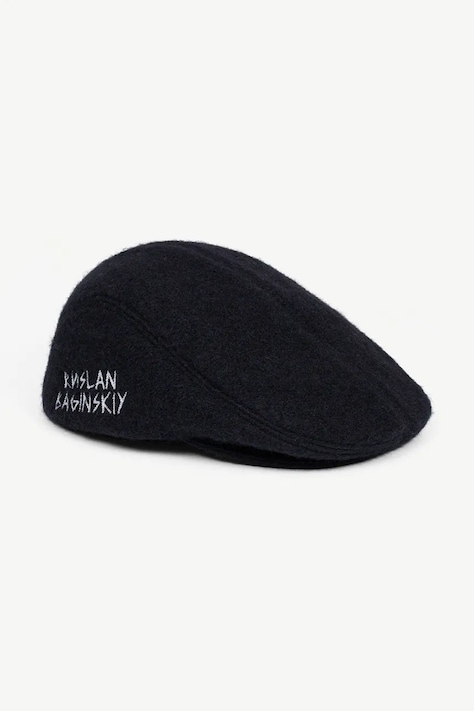 RUSLAN BAGINSKIY Kaszkiet damski z wełną Wool-blend Ivy Cap czarny IVC033-WP-FL