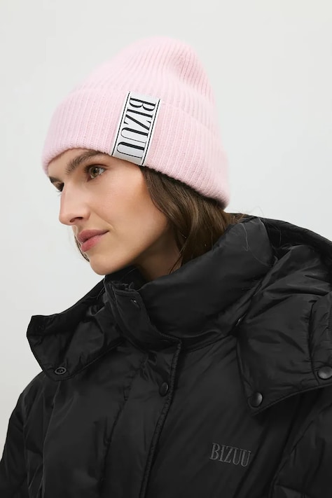 BIZUU Czapka beanie damska wełniana LORE różowa LORE RÓŻOWY