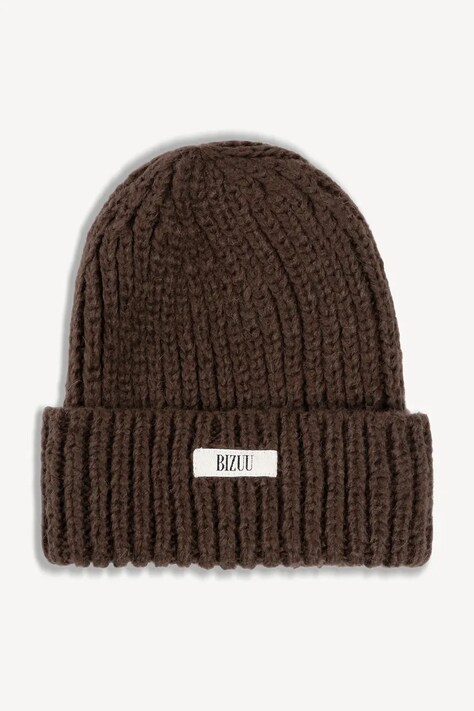 BIZUU Czapka beanie damska z wełną BALBI brązowa BALBI BRĄZOWY
