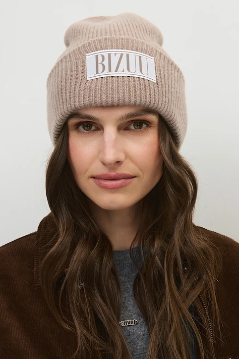 BIZUU Czapka beanie damska wełniana MOYE beżowa MOYE