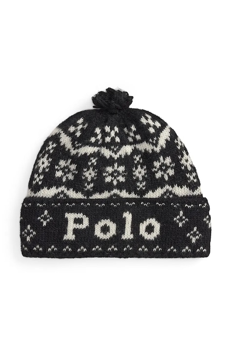 Polo Ralph Lauren Czapka damska wełniana czarna 455P23854