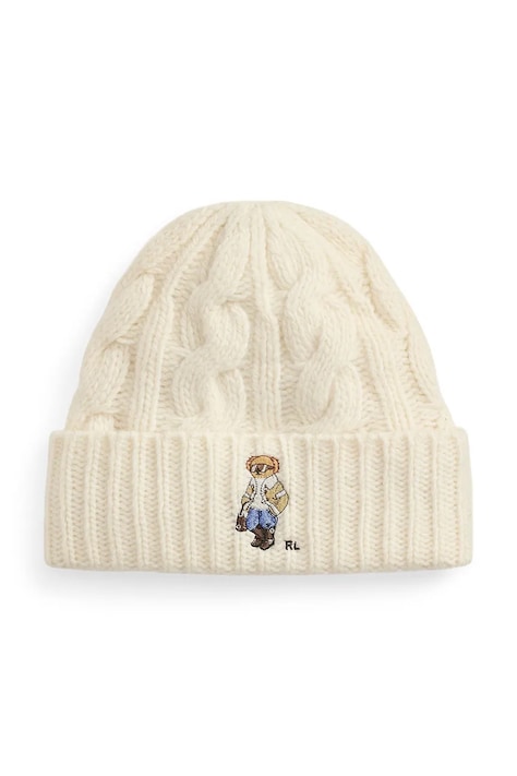 Polo Ralph Lauren Czapka beanie damska z wełną beżowa 455P23852