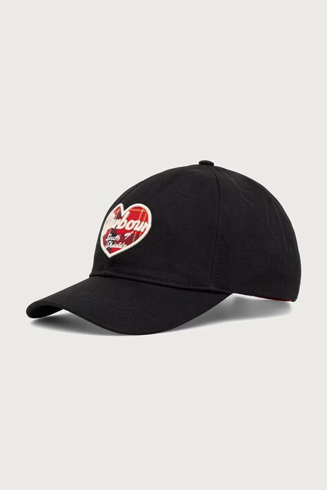 Barbour Czapka z daszkiem damska bawełniana czarna LHA0654