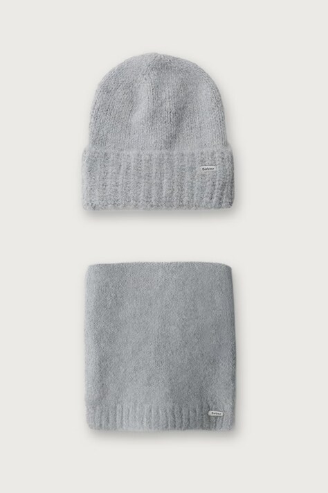 Barbour Czapka i szalik damska z dodatkiem wełny niebieska LGS0106