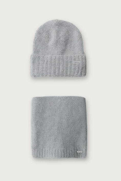 Barbour Czapka i szalik damska z dodatkiem wełny niebieska LGS0106