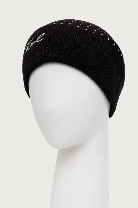 Karl Lagerfeld шапка beanie жіноча з додаванням вовни — AW26-CADZL8, чорний — фото 2