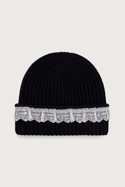 GANNI Beanie czapka beanie wełniana damska granatowa B3020240