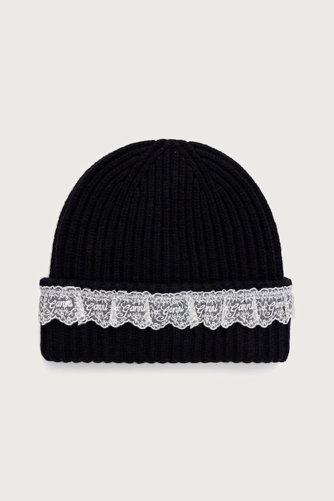 GANNI Beanie czapka beanie wełniana damska granatowa B3020240