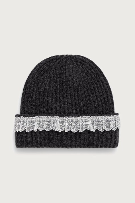 GANNI Beanie czapka beanie wełniana damska szara B3020240