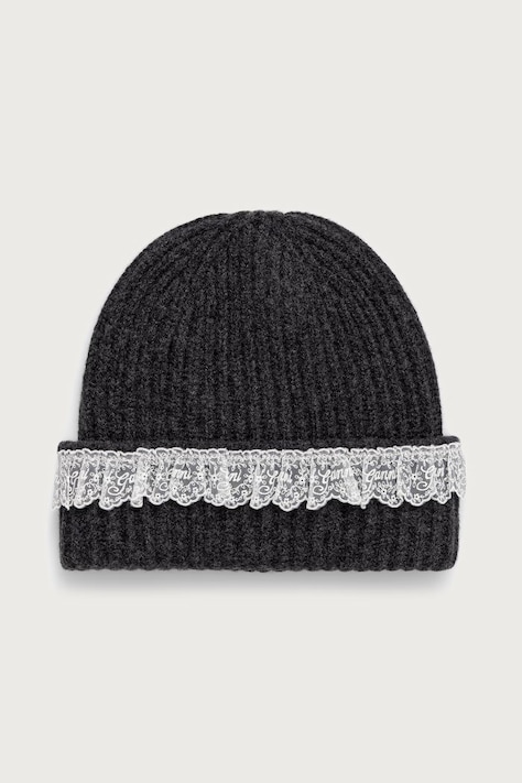 GANNI Beanie czapka beanie wełniana damska szara B3020240