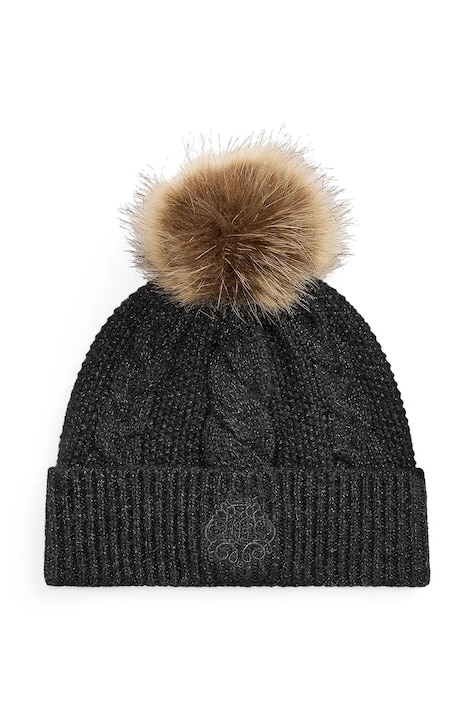 Lauren Ralph Lauren Czapka beanie damska z wełną szara 454P23548