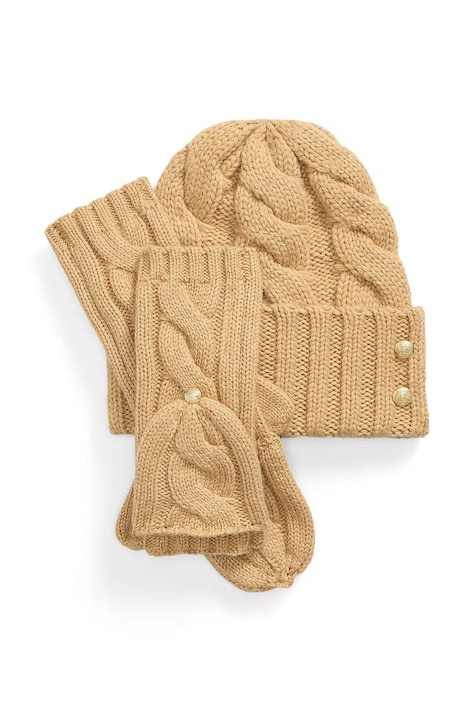 Lauren Ralph Lauren Σετ γυναικείο από πρόσμιξη μαλλιού καφέ 454P23538