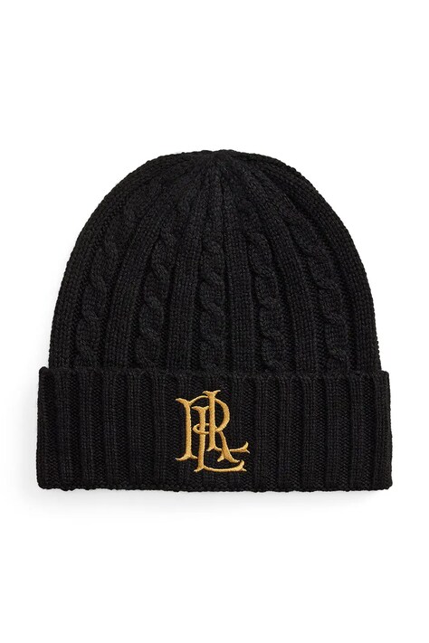 Lauren Ralph Lauren Czapka beanie damska z wełną czarna 454P23505