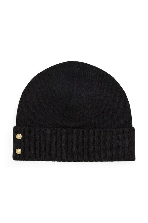 Lauren Ralph Lauren Czapka damska z dodatkiem wełny czarna 454P04510