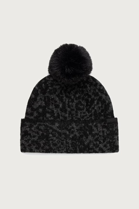 DKNY Czapka z pomponem damska z dodatkiem wełny czarna D6KH1869
