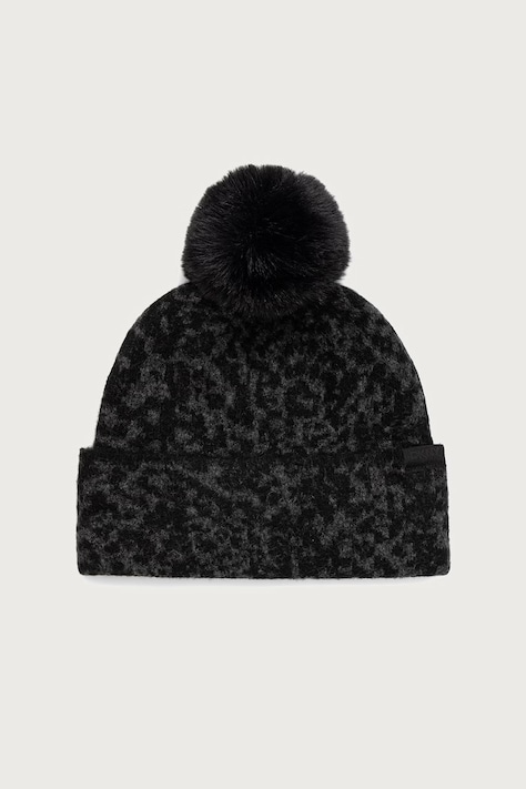 DKNY Czapka z pomponem damska z dodatkiem wełny czarna D6KH1869