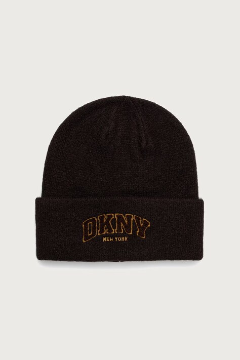 DKNY Czapka beanie damska brązowa D6KH1865