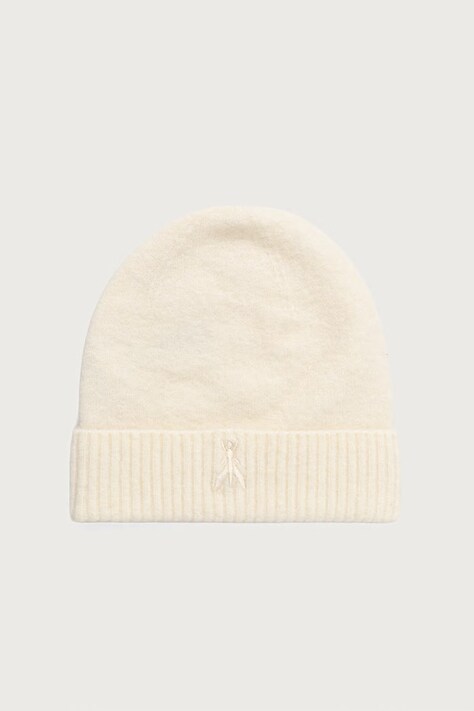 Patrizia Pepe Czapka beanie damska z wełną beżowa 2F0106 K293