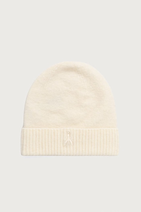Patrizia Pepe Czapka beanie damska z wełną beżowa 2F0106 K293