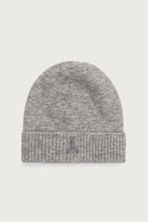 Patrizia Pepe Czapka beanie damska z wełną szara 2F0106 K293