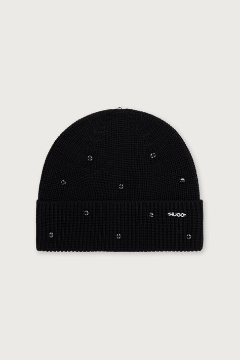 HUGO Beanie kapa za žene Sili_Hat crna 50569489