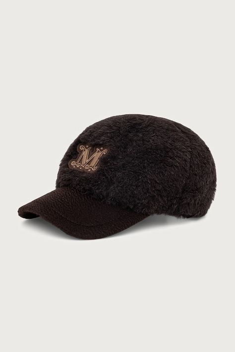 Max Mara Czapka z daszkiem z wełną damska brązowa 2624576042600