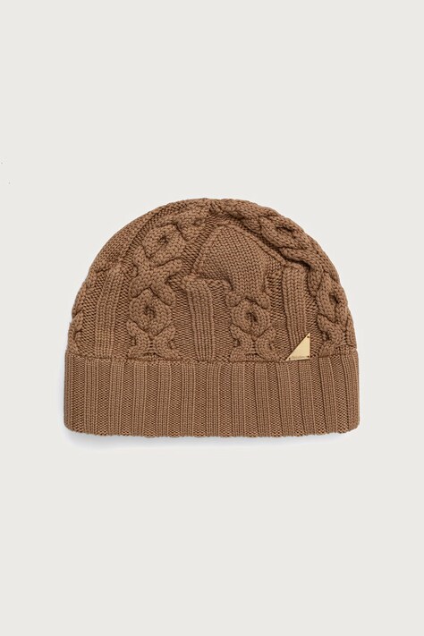 Max Mara Czapka wełniana damska brązowa 2624576012600
