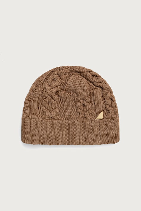 Max Mara Czapka wełniana damska brązowa 2624576012600