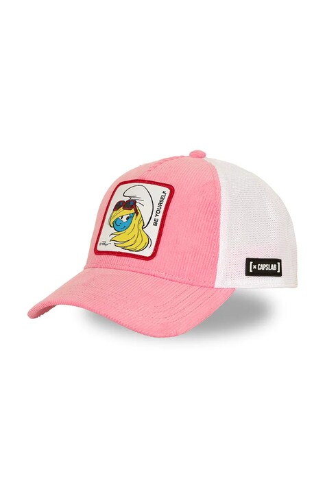 Capslab Czapka z daszkiem damska z bawełną x Smurf różowa CL/SMU3/1/PCB/SOF