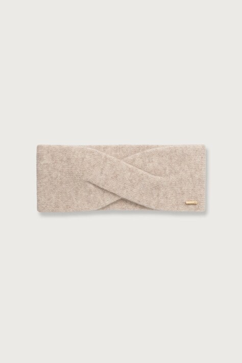 BOSS Opaska na głowę damska kaszmirowa Livia_headband beżowa 50570985