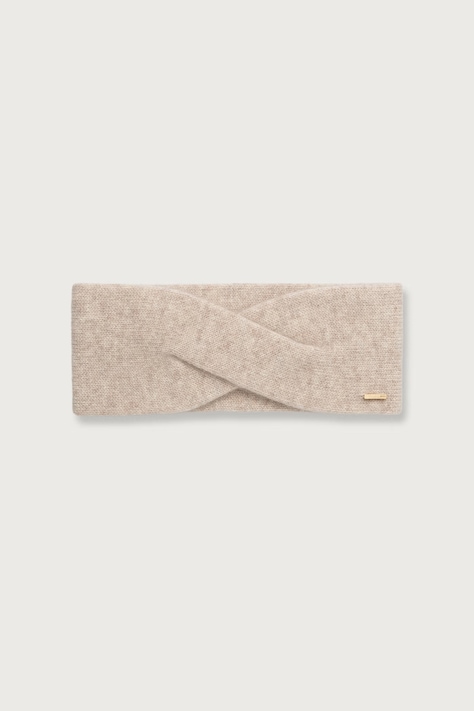 BOSS Opaska na głowę damska kaszmirowa Livia_headband beżowa 50570985