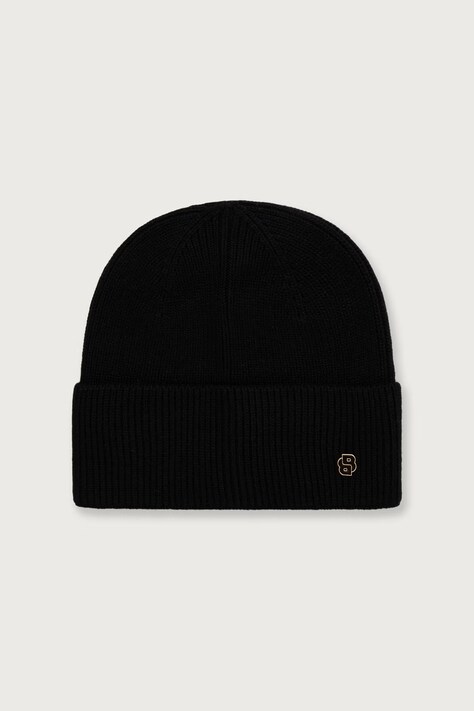 BOSS Beanie kapa za muškarce s dodatkom kašmira Laurie_hat crna 50569793