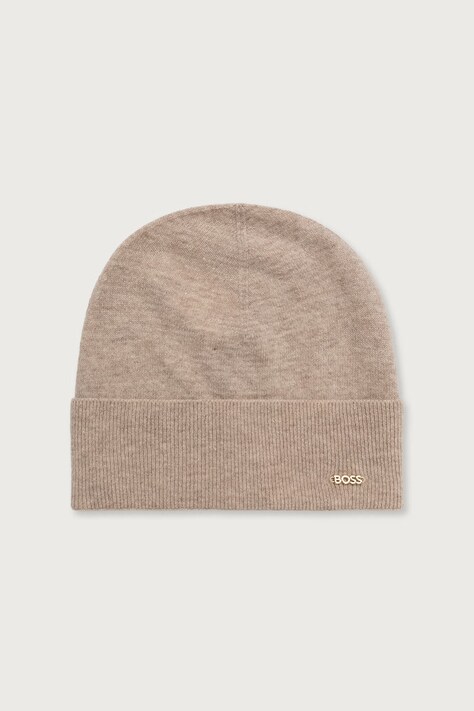 BOSS Czapka beanie damska wełniana Laris_hat biała 50569784
