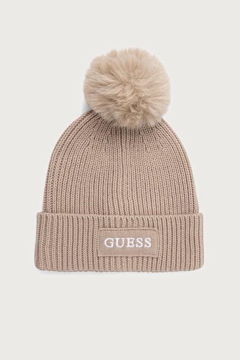 Guess Čiapka s brmbolcom dámska AMORETTE béžová AW5650 WOL01