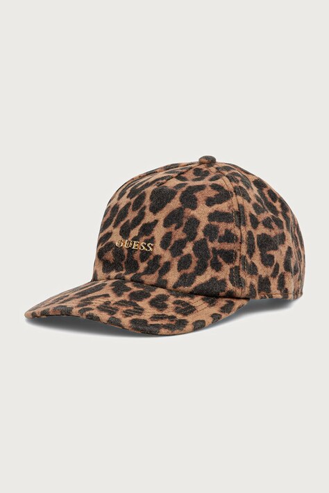 Guess Czapka z daszkiem damska z wełną brązowa AW5641 WOL01