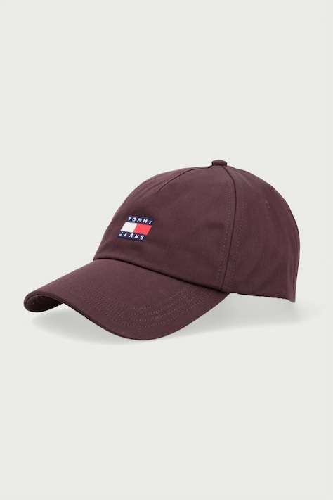Tommy Jeans καπέλο με γείσο γυναικείο βαμβακερό μπορντό AW0AW18973