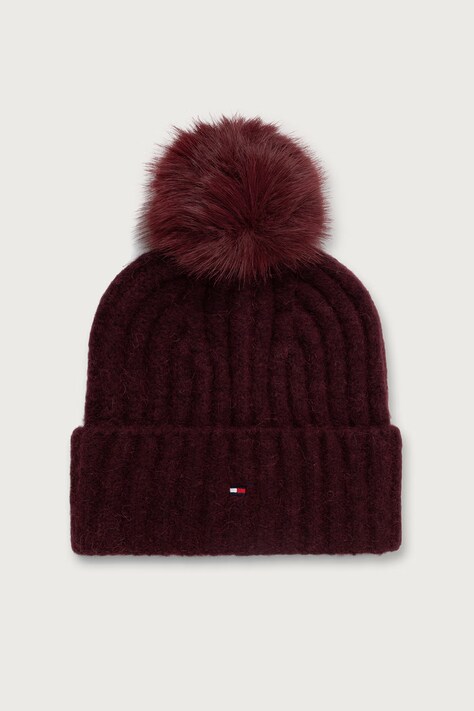 Tommy Hilfiger Kapa s cofom ženska z dodatkom volne bordo AW0AW19330