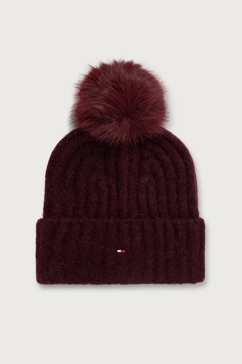 Tommy Hilfiger Kapa s cofom ženska z dodatkom volne bordo AW0AW19330