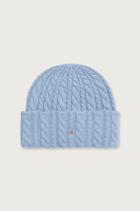 Tommy Hilfiger Čiapka beanie dámska s vlnou modrá AW0AW19111