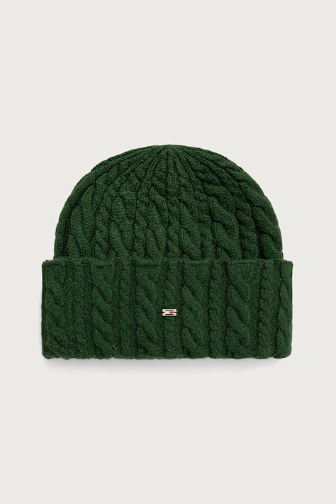 Tommy Hilfiger Beanie kapa ženska z volno zelena AW0AW19111