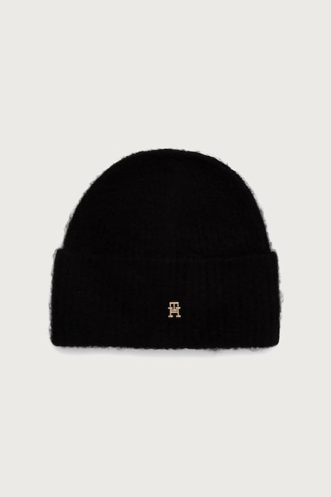 Tommy Hilfiger Σκούφος beanie γυναικείος με μαλλί μαύρος AW0AW19104