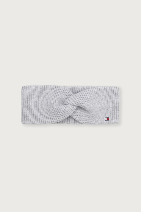 Tommy Hilfiger Opaska na głowę damska z dodatkiem wełny szara AW0AW19103