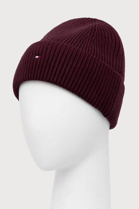 Tommy Hilfiger Kapa za žene s dodatkom vune bordo AW0AW19102