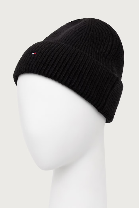 Tommy Hilfiger Kapa za žene s dodatkom vune crna AW0AW19102