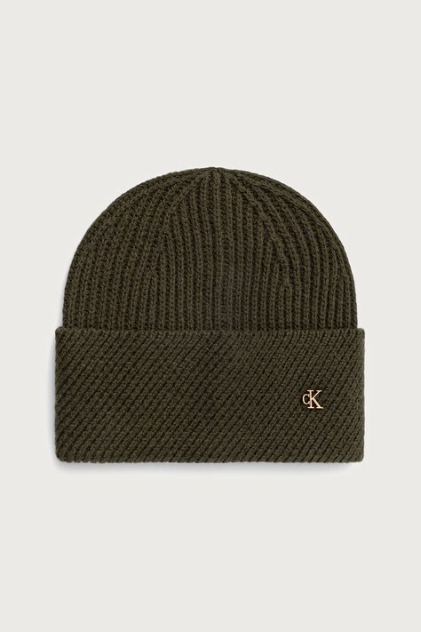 Calvin Klein Kapa za žene s vunom zelena LV04F8118G