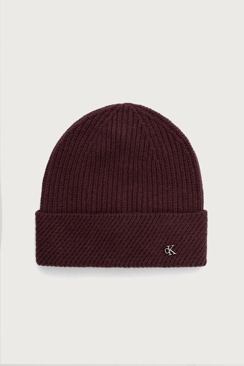 Calvin Klein Czapka damska z wełną bordowa LV04F8118G