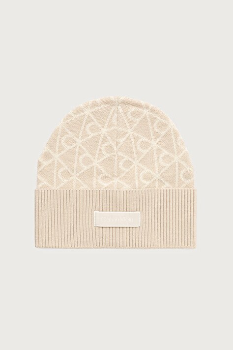 Calvin Klein Čiapka beanie dámska vlnená béžová LV04F8111G