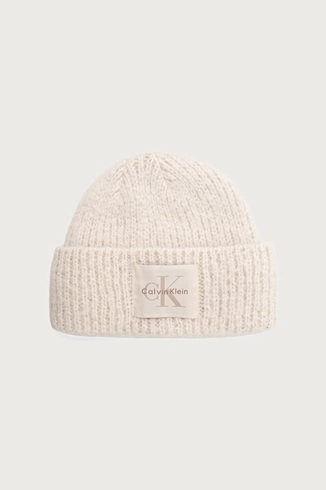 Calvin Klein Čiapka beanie dámska s prímesou vlny béžová LV04F8104G