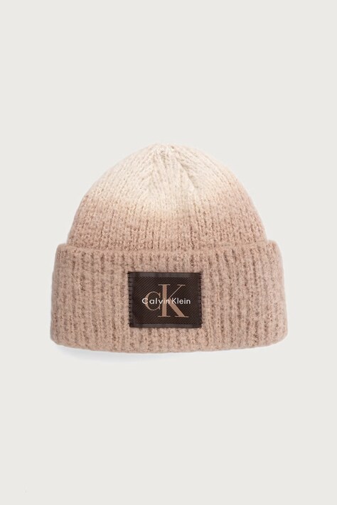 Calvin Klein Čiapka beanie dámska s prímesou vlny béžová LV04F8102G